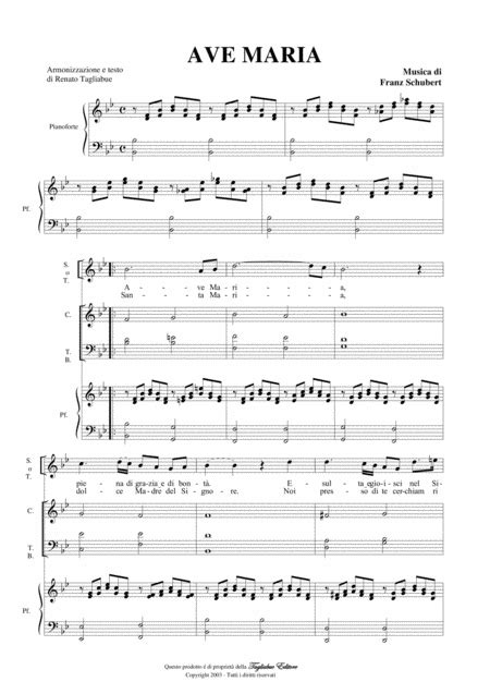 Schubert Ave Maria Arranged For SATB Choir And Piano (or Organ)